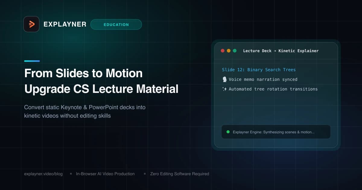 From Slides to Motion: Upgrading CS Lecture Material Without Video Editing Skills