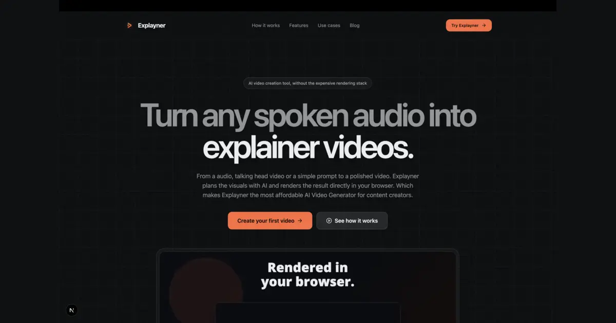 Explayner - AI video editor turning audio, talking-head clips, and prompts into ready-to-post videos